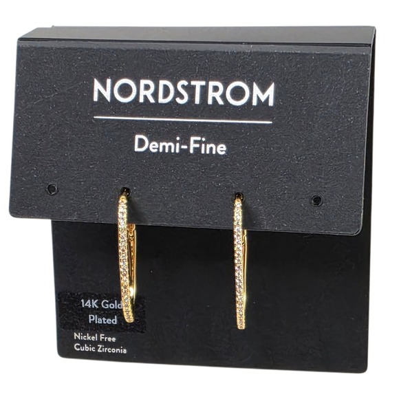 Nordstrom Jewelry - Nordstrom Demi Fine 14K Gold Plated Cubic Zirconia Oval Hoop Earrings